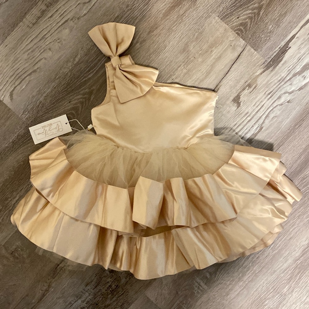 Satin Cream Tulle Tier Dress